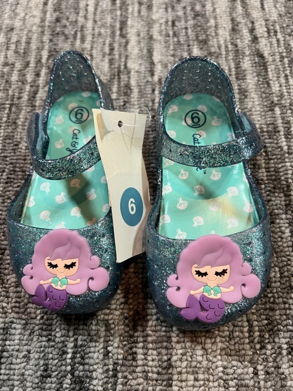 Cat & Jack - Kids Glitter Mermaid Mary Jane Shoes Size 6